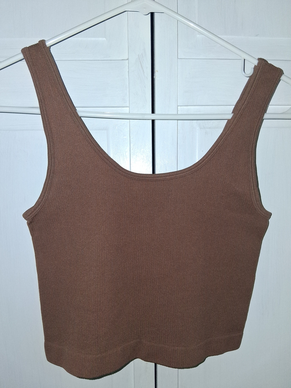 OQQ Set Of Cream And Brown Women's Ribbed Tank Tops